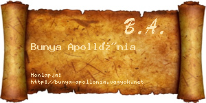 Bunya Apollónia névjegykártya